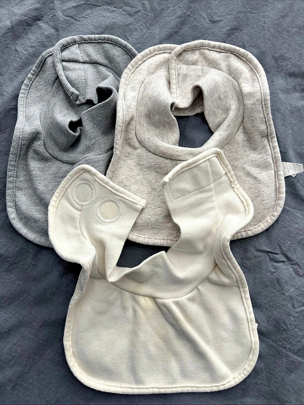 Baby Bib Set White & Gray